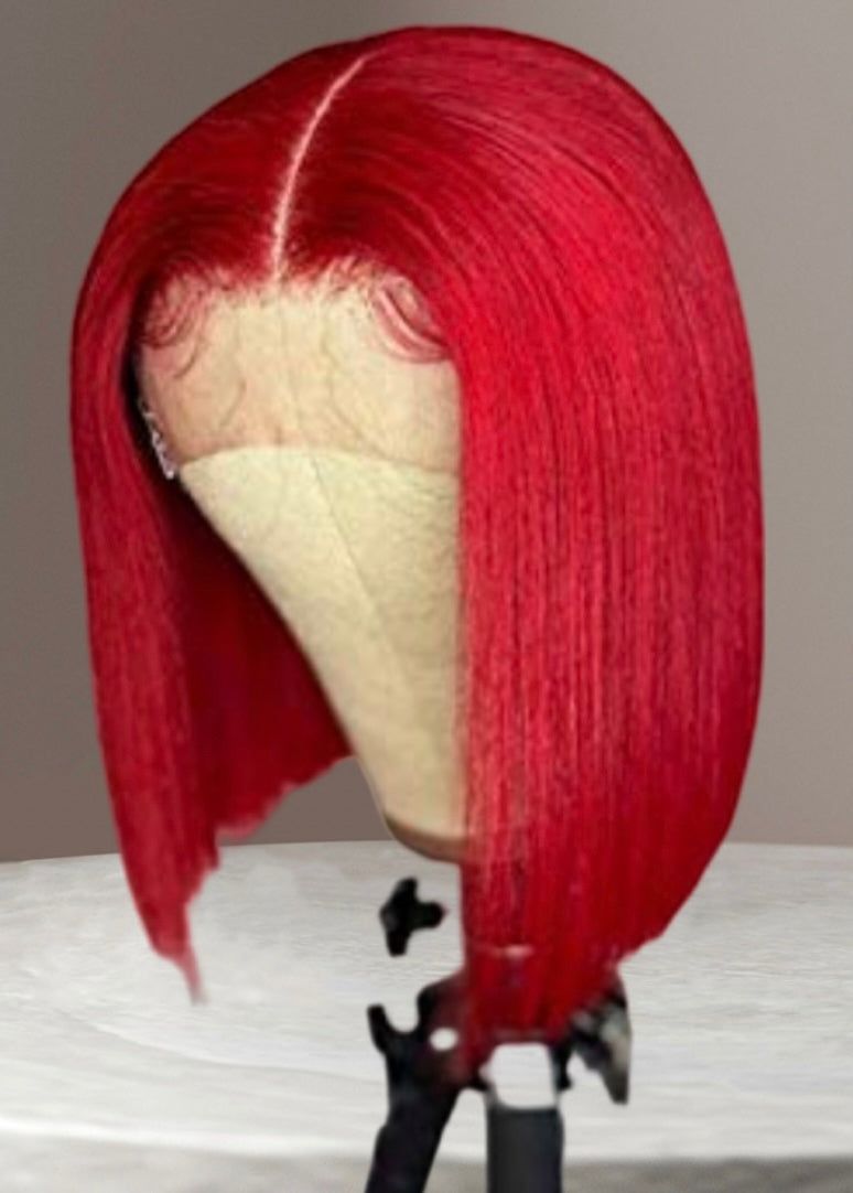 RED BOB LACE WIG