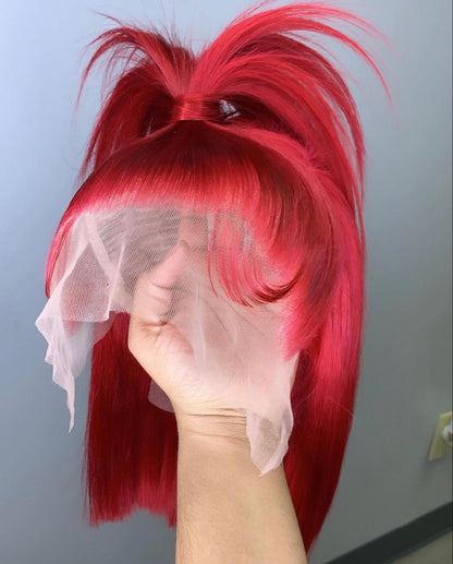 RED BOB LACE WIG